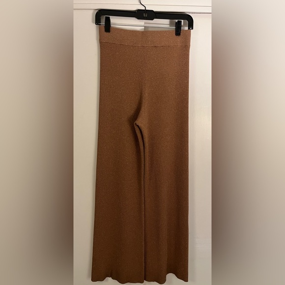 NWT A.L.C. Quentin Knit Wide-Leg Pants in Metallic/Brown, Size XS - Picture 7 of 15